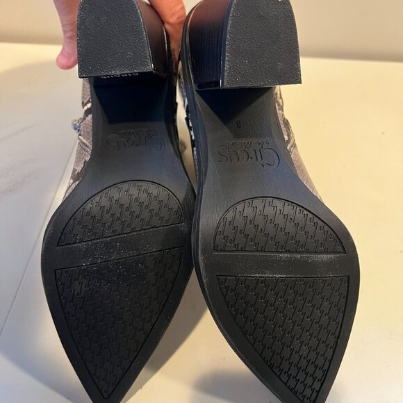 NWOT Circus by Sam Edelman Black & Gray Snakeskin Print Ankle Boots, Size 8M - Picture 8 of 13